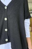 Made in Italy Hush Button Knit Waistcoat Black